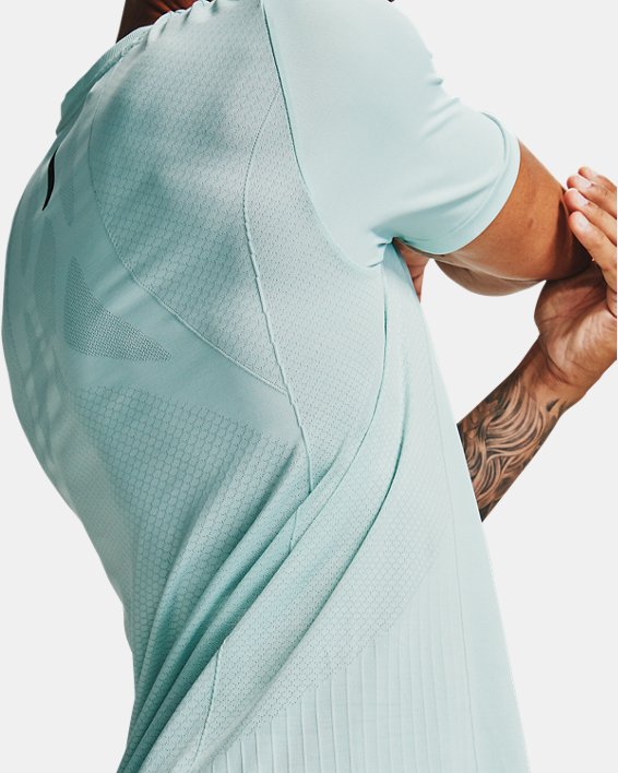 Men's UA RUSH™ Seamless Fitted Short Sleeve, Blue, pdpMainDesktop image number 5